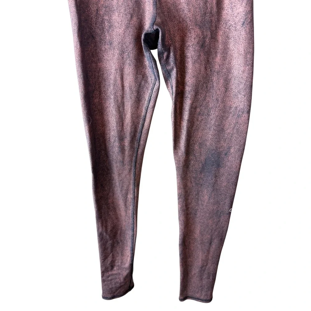 Alo Yoga High Waist Airbrush Leggings M Metallic Cracked Foil Copper Bronze